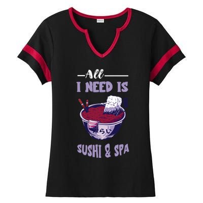 Sushi Spa Ra Bowl Japanese Foodie Asian Food Sushi Lover Gift Ladies Halftime Notch Neck Tee