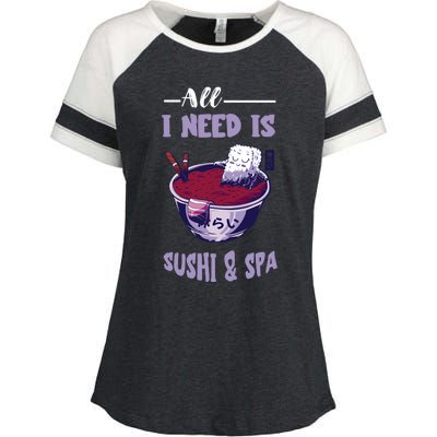 Sushi Spa Ra Bowl Japanese Foodie Asian Food Sushi Lover Gift Enza Ladies Jersey Colorblock Tee