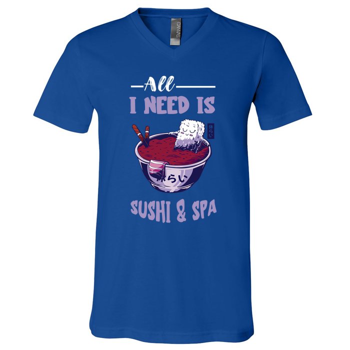 Sushi Spa Ra Bowl Japanese Foodie Asian Food Sushi Lover Gift V-Neck T-Shirt