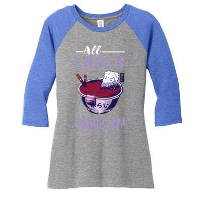 Sushi Spa Ra Bowl Japanese Foodie Asian Food Sushi Lover Gift Women's Tri-Blend 3/4-Sleeve Raglan Shirt