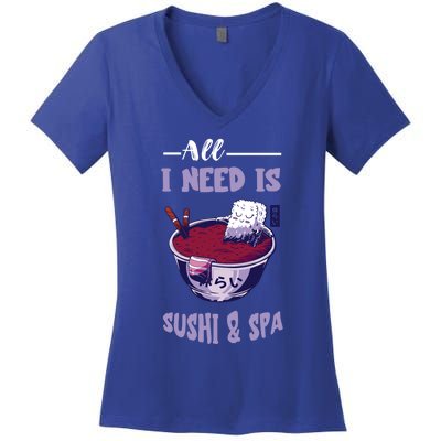 Sushi Spa Ra Bowl Japanese Foodie Asian Food Sushi Lover Gift Women's V-Neck T-Shirt