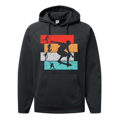 Skater Skateboarder Retro Skateboard Boy Performance Fleece Hoodie