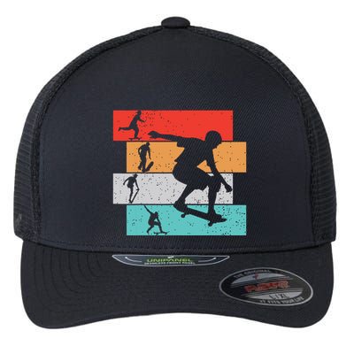 Skater Skateboarder Retro Skateboard Boy Flexfit Unipanel Trucker Cap
