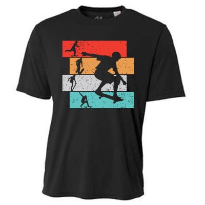 Skater Skateboarder Retro Skateboard Boy Cooling Performance Crew T-Shirt