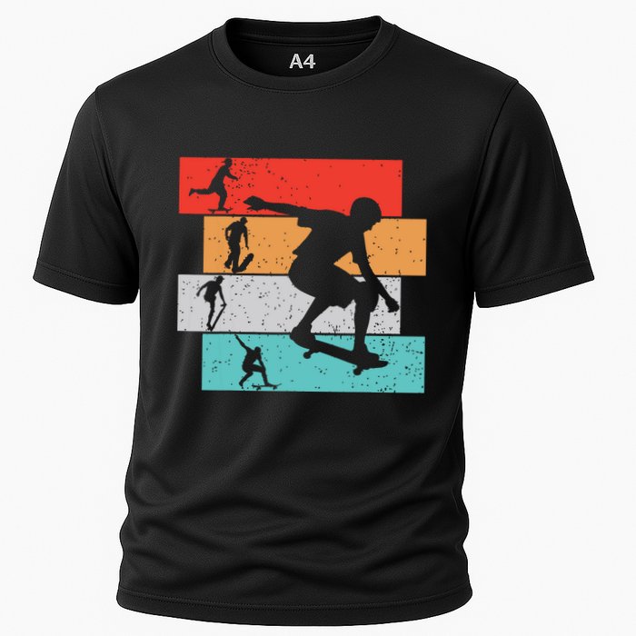 Skater Skateboarder Retro Skateboard Boy Cooling Performance Crew T-Shirt