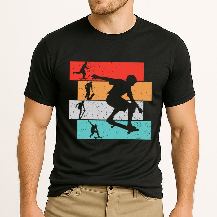 Skater Skateboarder Retro Skateboard Boy Cooling Performance Crew T-Shirt
