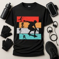 Skater Skateboarder Retro Skateboard Boy Cooling Performance Crew T-Shirt