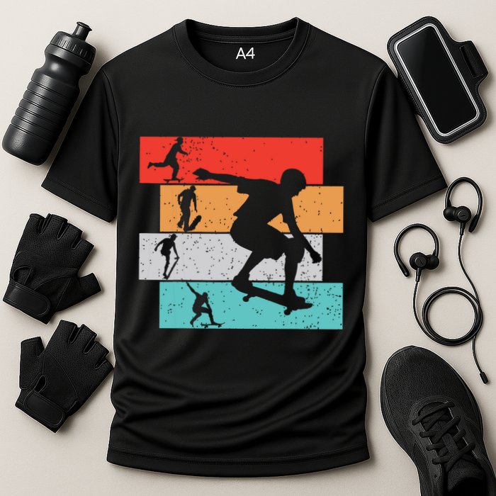 Skater Skateboarder Retro Skateboard Boy Cooling Performance Crew T-Shirt