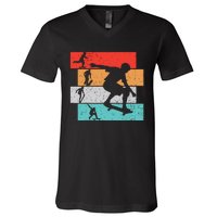 Skater Skateboarder Retro Skateboard Boy V-Neck T-Shirt