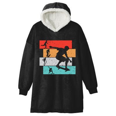 Skater Skateboarder Retro Skateboard Boy Hooded Wearable Blanket