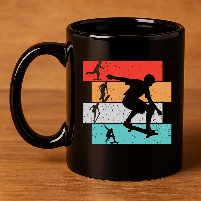 Skater Skateboarder Retro Skateboard Boy 11oz C Handle Ceramic Mug