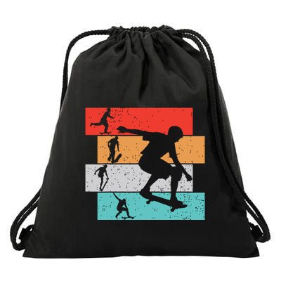 Skater Skateboarder Retro Skateboard Boy Drawstring Bag