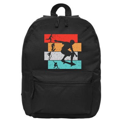 Skater Skateboarder Retro Skateboard Boy 16 in Basic Backpack