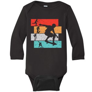 Skater Skateboarder Retro Skateboard Boy Baby Long Sleeve Bodysuit