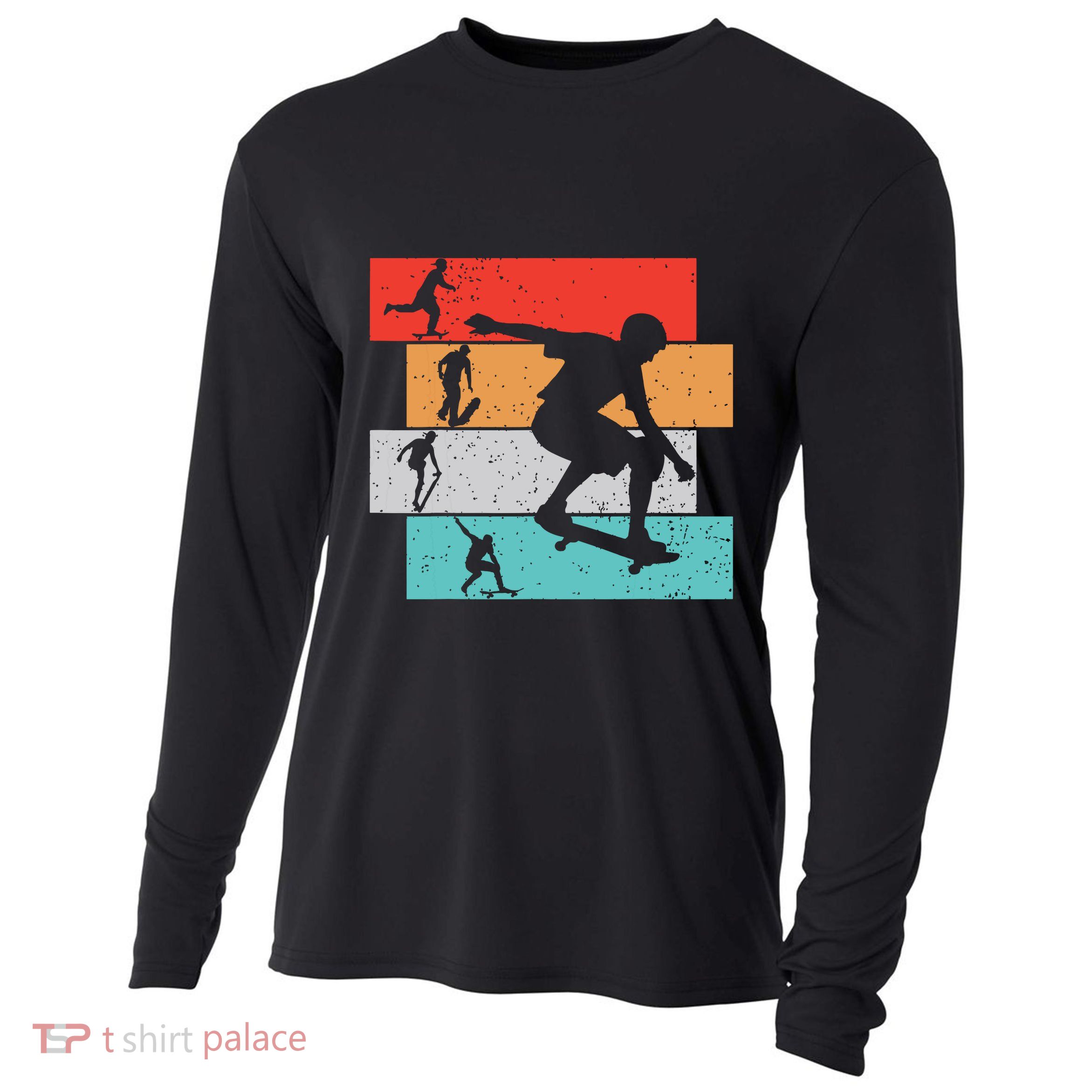 Skater Skateboarder Retro Skateboard Boy Cooling Performance Long Sleeve Crew
