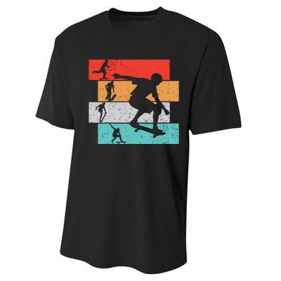 Skater Skateboarder Retro Skateboard Boy Performance Sprint T-Shirt