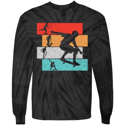 Skater Skateboarder Retro Skateboard Boy Tie-Dye Long Sleeve Shirt