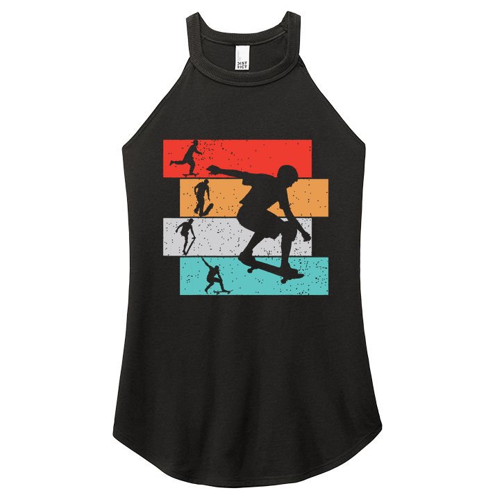 Skater Skateboarder Retro Skateboard Boy Women's Perfect Tri Rocker Tank