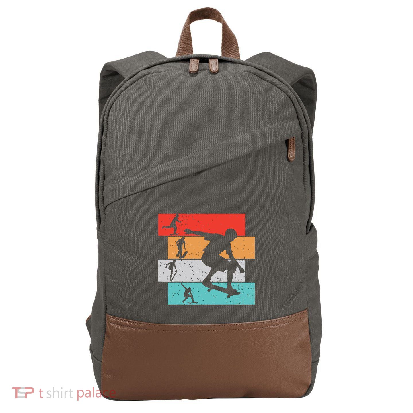 Skater Skateboarder Retro Skateboard Boy Cotton Canvas Backpack