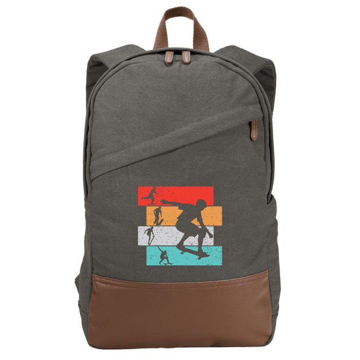 Skater Skateboarder Retro Skateboard Boy Cotton Canvas Backpack