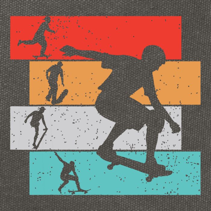 Skater Skateboarder Retro Skateboard Boy Cotton Canvas Backpack