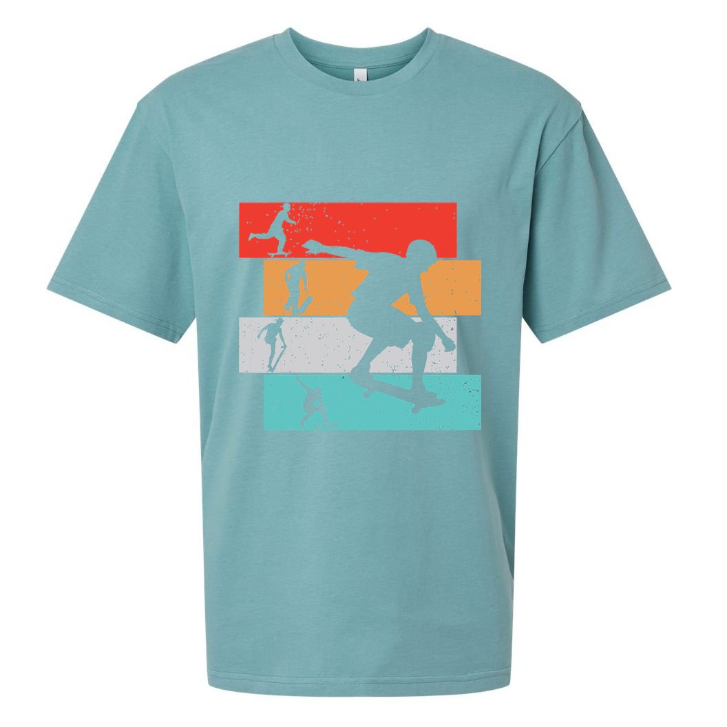 Skater Skateboarder Retro Skateboard Boy Sueded Cloud Jersey T-Shirt