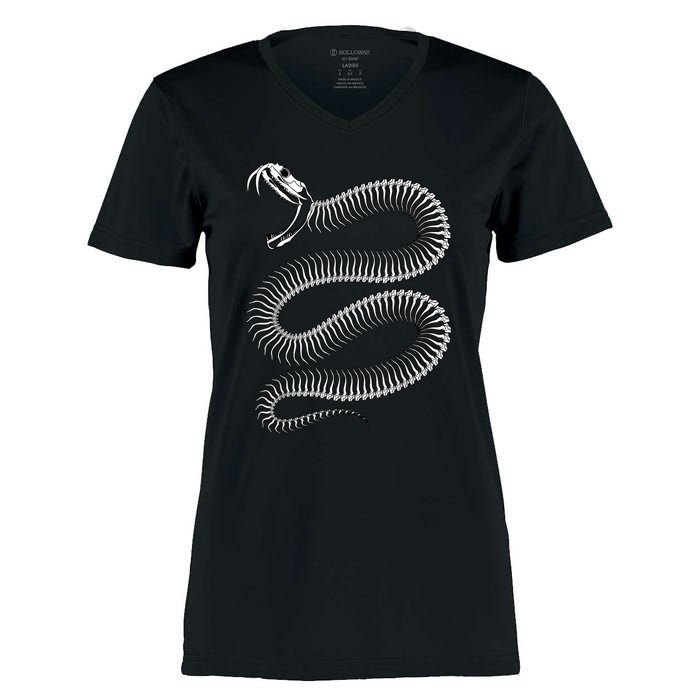 Snake Skeleton Reptile Python Cobra Herpetologist Women's Momentum V-Neck T-Shirt