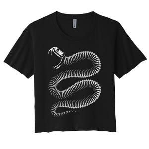 Snake Skeleton Reptile Python Cobra Herpetologist Women's Crop Top Tee