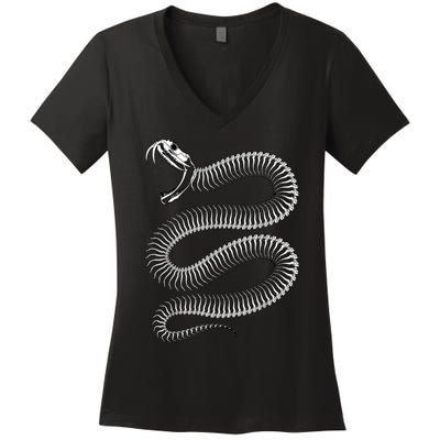 Snake Skeleton Reptile Python Cobra Herpetologist Women's V-Neck T-Shirt