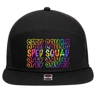 Sped Squad Rainbow Colorful 7 Panel Mesh Trucker Snapback Hat