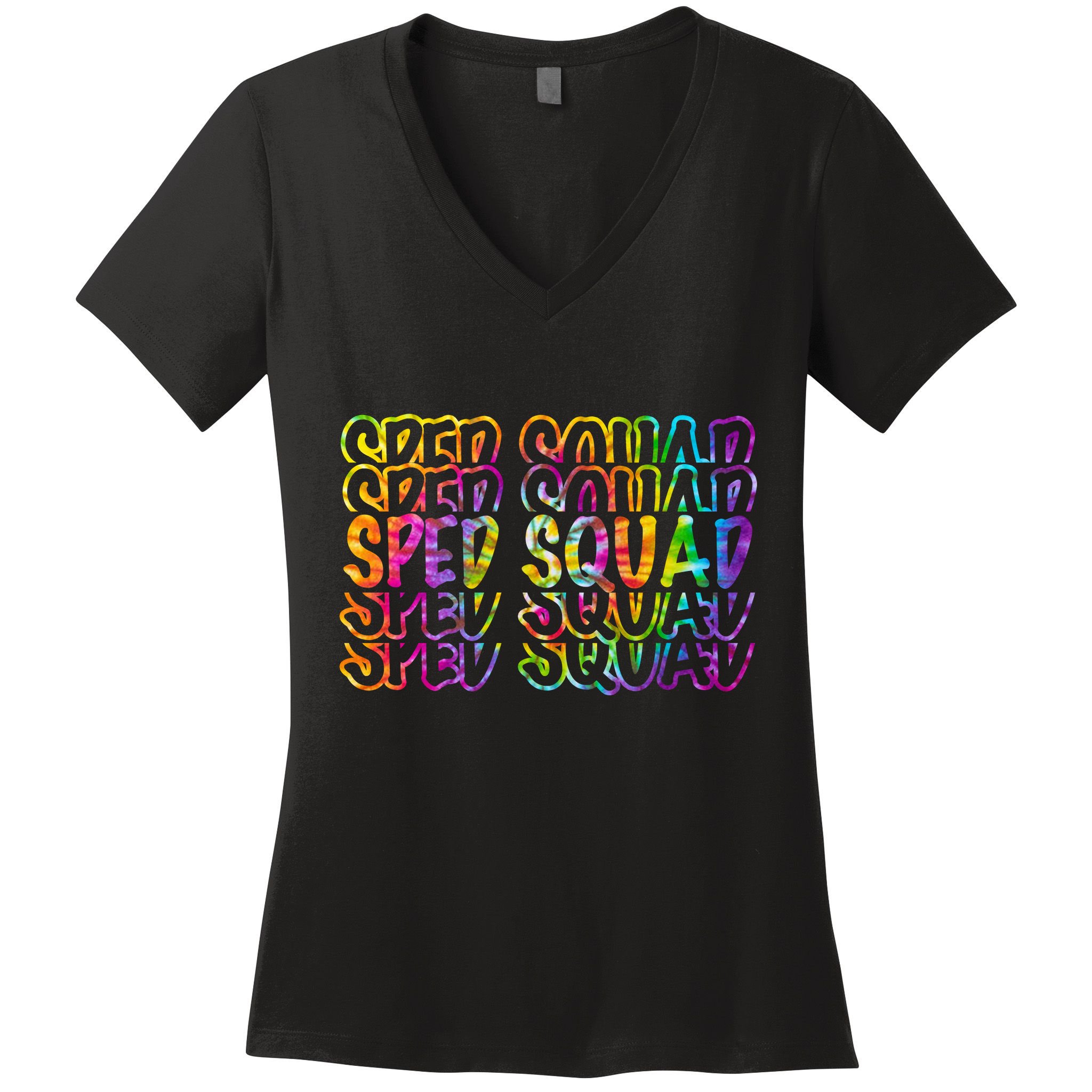 Sped Squad Rainbow Colorful Women's V-Neck T-Shirt