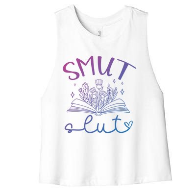 Smut Slutt Reading Smut Book Lover Bookworm Bookish Reader Gift Women's Racerback Cropped Tank