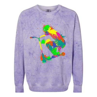 Stunt Scooter Rider Colorblast Crewneck Sweatshirt