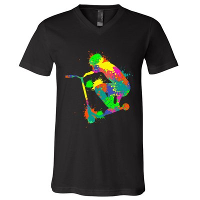 Stunt Scooter Rider V-Neck T-Shirt