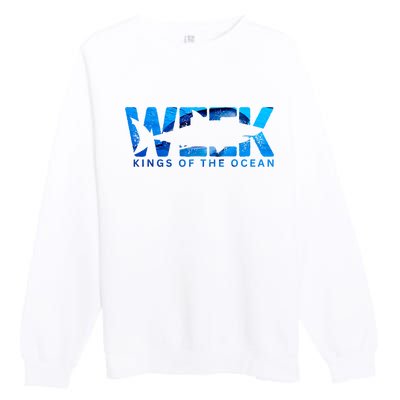 Shark Summer Retro Vintage Kings Of The Ocean Week 2024 Premium Crewneck Sweatshirt