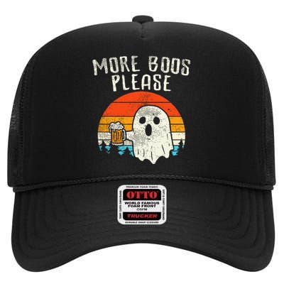 Spooky Spirits Retro Halloween Ghost Beer for a Hauntingly Good Time High Crown Mesh Back Trucker Hat