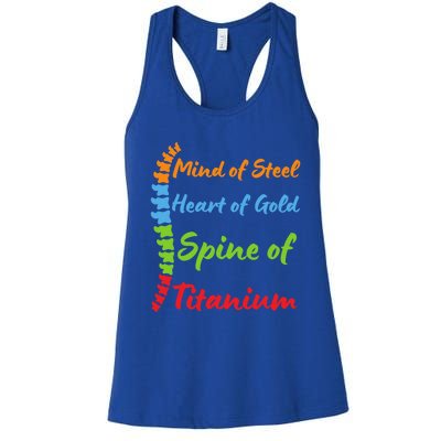 Spinal Surgery Recovery Scoliosis Awareness Month Meaningful Gift Women's Racerback Tank