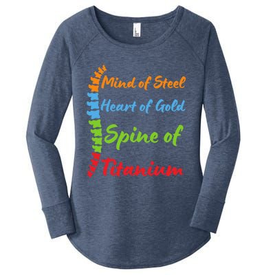 Spinal Surgery Recovery Scoliosis Awareness Month Meaningful Gift Women's Perfect Tri Tunic Long Sleeve Shirt