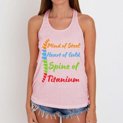 Spinal Surgery Recovery Scoliosis Awareness Month Meaningful Gift Women's Knotted Racerback Tank