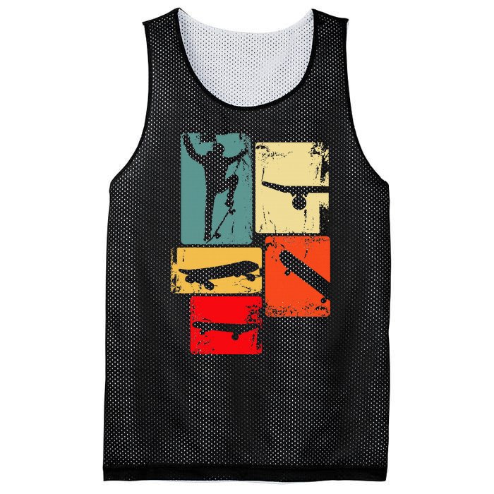 Skater Skateboarder Retro Skateboard Gift Mesh Reversible Basketball Jersey Tank