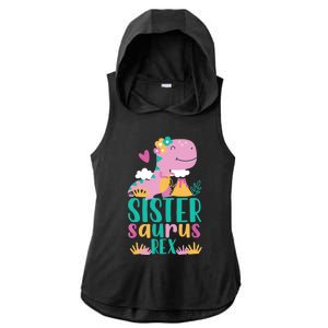 Sister Saurus Rex Dinosaur Dino Design for Ladies PosiCharge Tri-Blend Wicking Draft Hoodie Tank