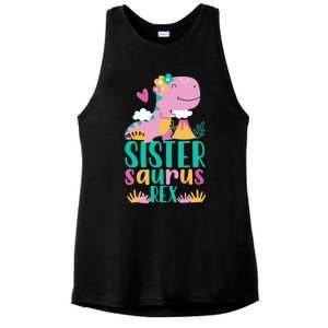 Sister Saurus Rex Dinosaur Dino Design for Ladies PosiCharge Tri-Blend Wicking Tank