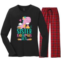 Sister Saurus Rex Dinosaur Dino Design for Women's Long Sleeve Flannel Pajama Set 