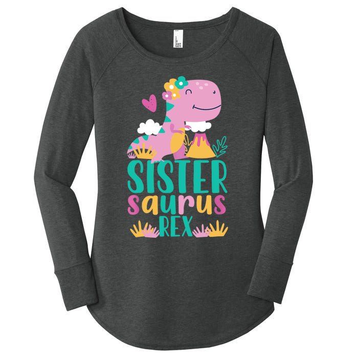 Sister Saurus Rex Dinosaur Dino Design for Women's Perfect Tri Tunic Long Sleeve Shirt