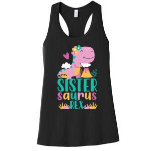 Sister Saurus Rex Dinosaur Dino Design for Women's Racerback Tank