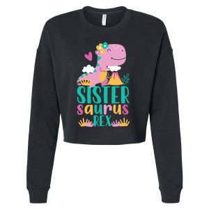 Sister Saurus Rex Dinosaur Dino Design for Cropped Pullover Crew