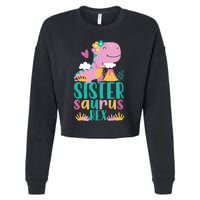 Sister Saurus Rex Dinosaur Dino Design for Cropped Pullover Crew