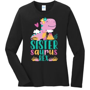 Sister Saurus Rex Dinosaur Dino Design for Ladies Long Sleeve Shirt