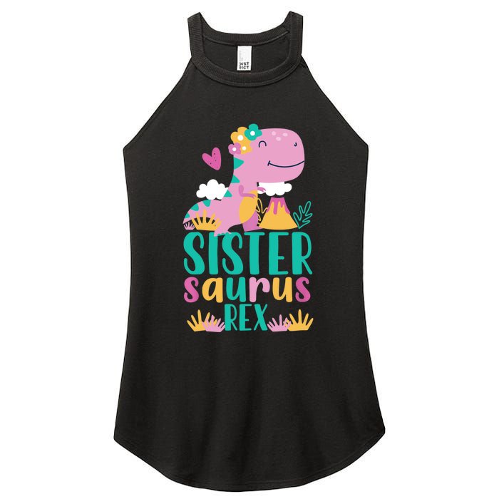 Sister Saurus Rex Dinosaur Dino Design for Women's Perfect Tri Rocker Tank