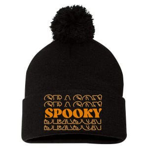 Spooky Season Retro Halloween Pom Pom 12in Knit Beanie